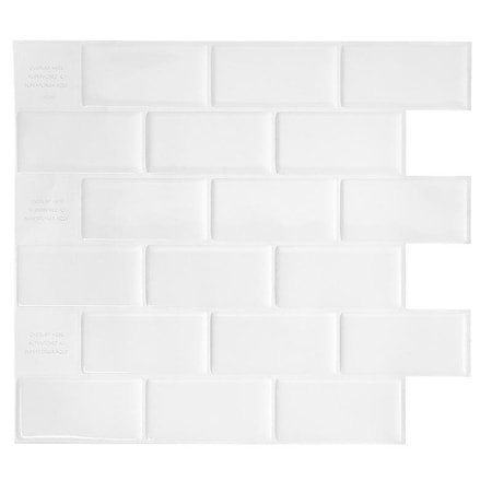 Smart Tiles Mosaik Series Wall Tile, 1095 in L Tile, 97 in W Tile, Straight Edge, Subway Pattern, White SM1020-4